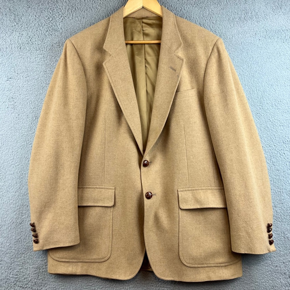 Gokeys Mens Vintage 100% Mongolian Camel Hair Blazer Sport Coat Tan 43 Reg